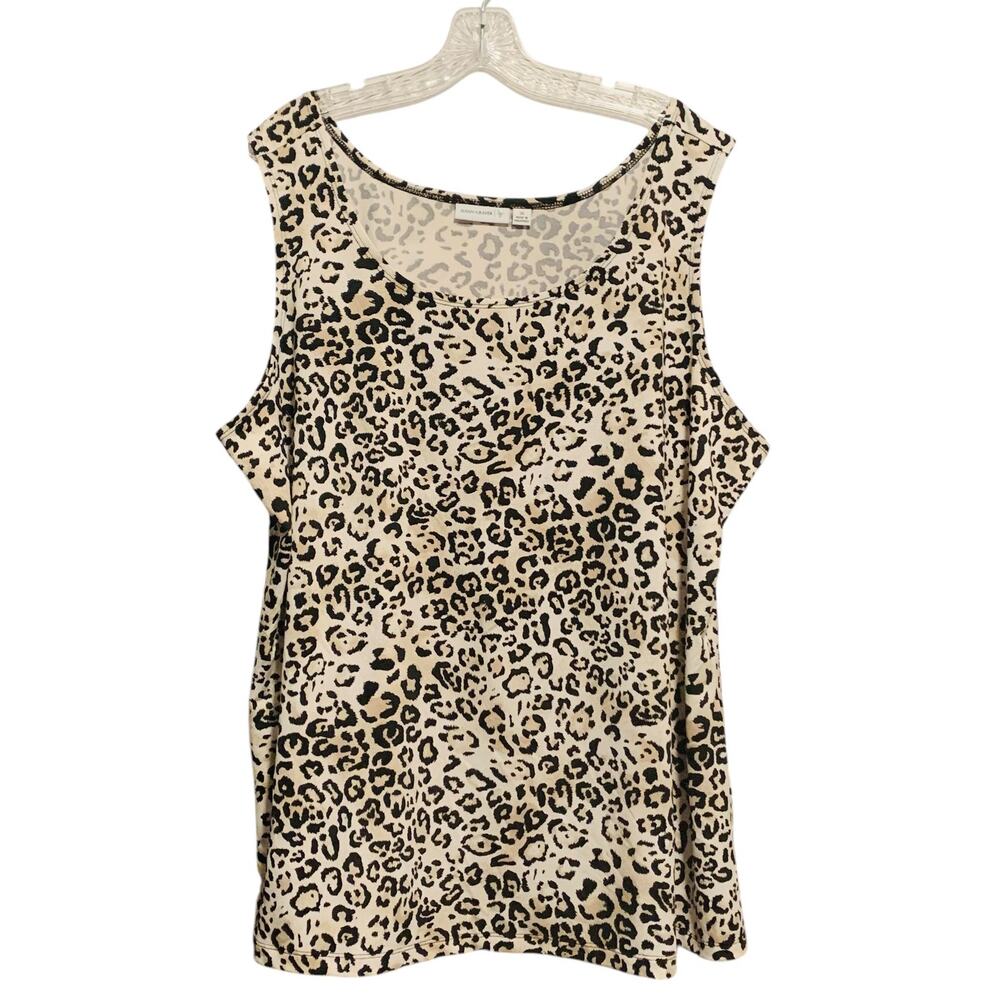 SUSAN GRAVER 3X Tank Top Animal Print Slinky Side Slits Wild Stretchy